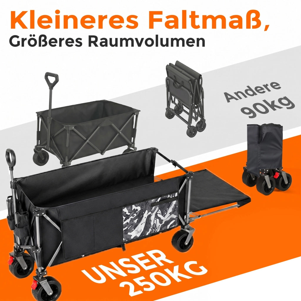 Carrello pieghevole con sponda estensibile, nero/grigio