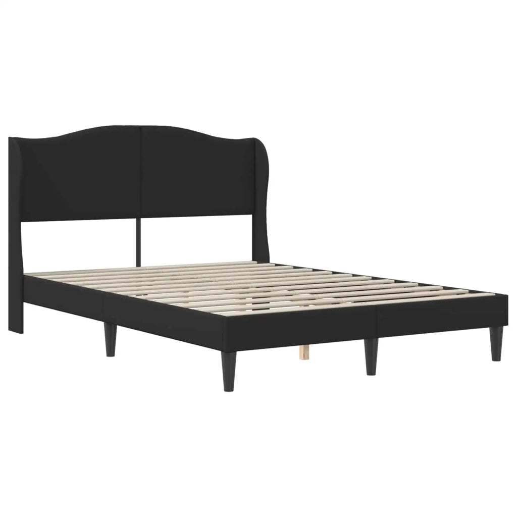 Letto matrimoniale | Letto per adulti | Struttura del letto con testiera Nero 120 x 200 cm Similpelle
