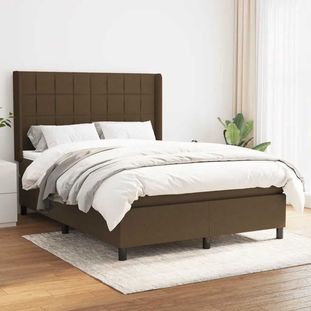 Giroletto a Molle con Materasso Marrone Scuro 140x190cm Tessuto 3131428