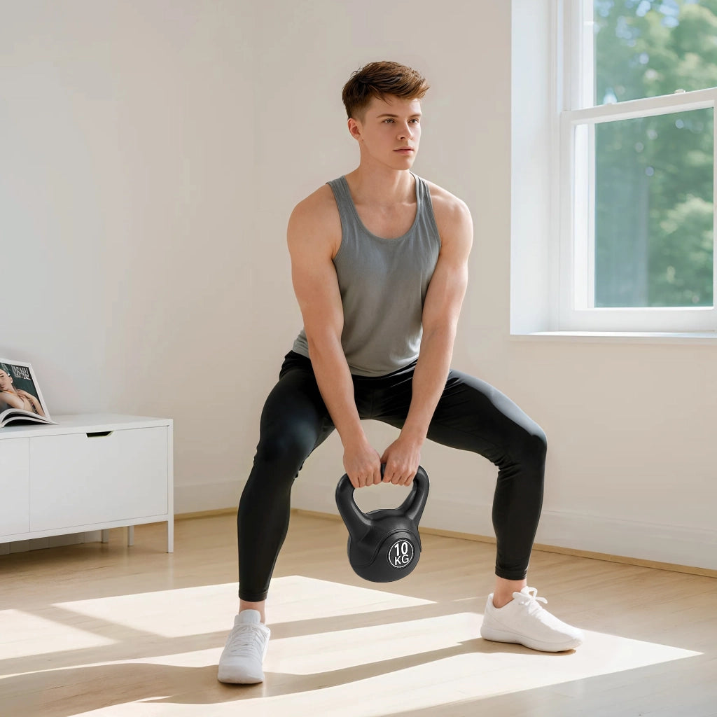 Kettlebell da 10 kg per Allenamento ¨C zephmum ¨C Nero 25x19x28 cm