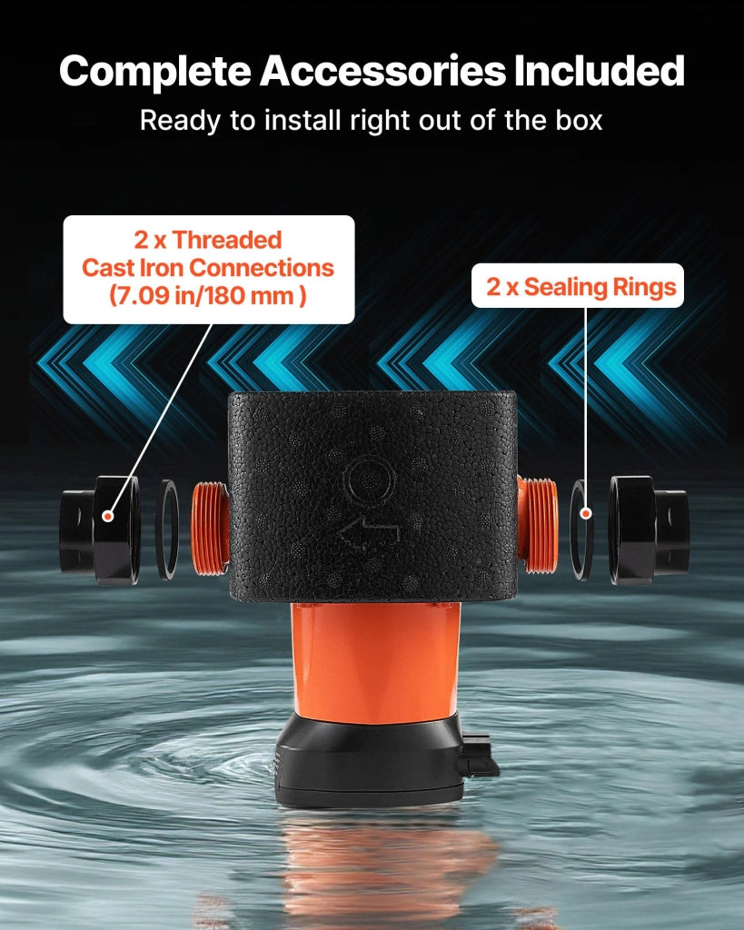 Pompa di Circolazione LPS25-11PA/180 in Ghisa 140W 117 LPM Prevalenza 11m per Impianto Riscaldamento Acqua Calda