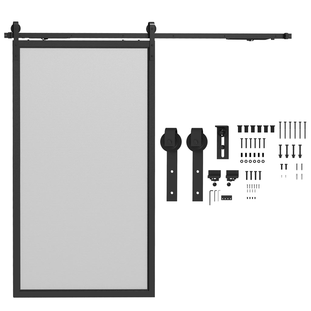 Kit per porta scorrevole a binario singolo in acciaio nero ¨C Minimal ¨C 244 cm