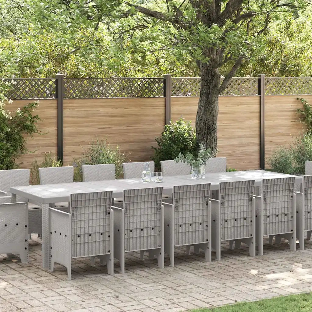 Set da Pranzo per Giardino 15 pcs Grigio chiaro Rattan Polt