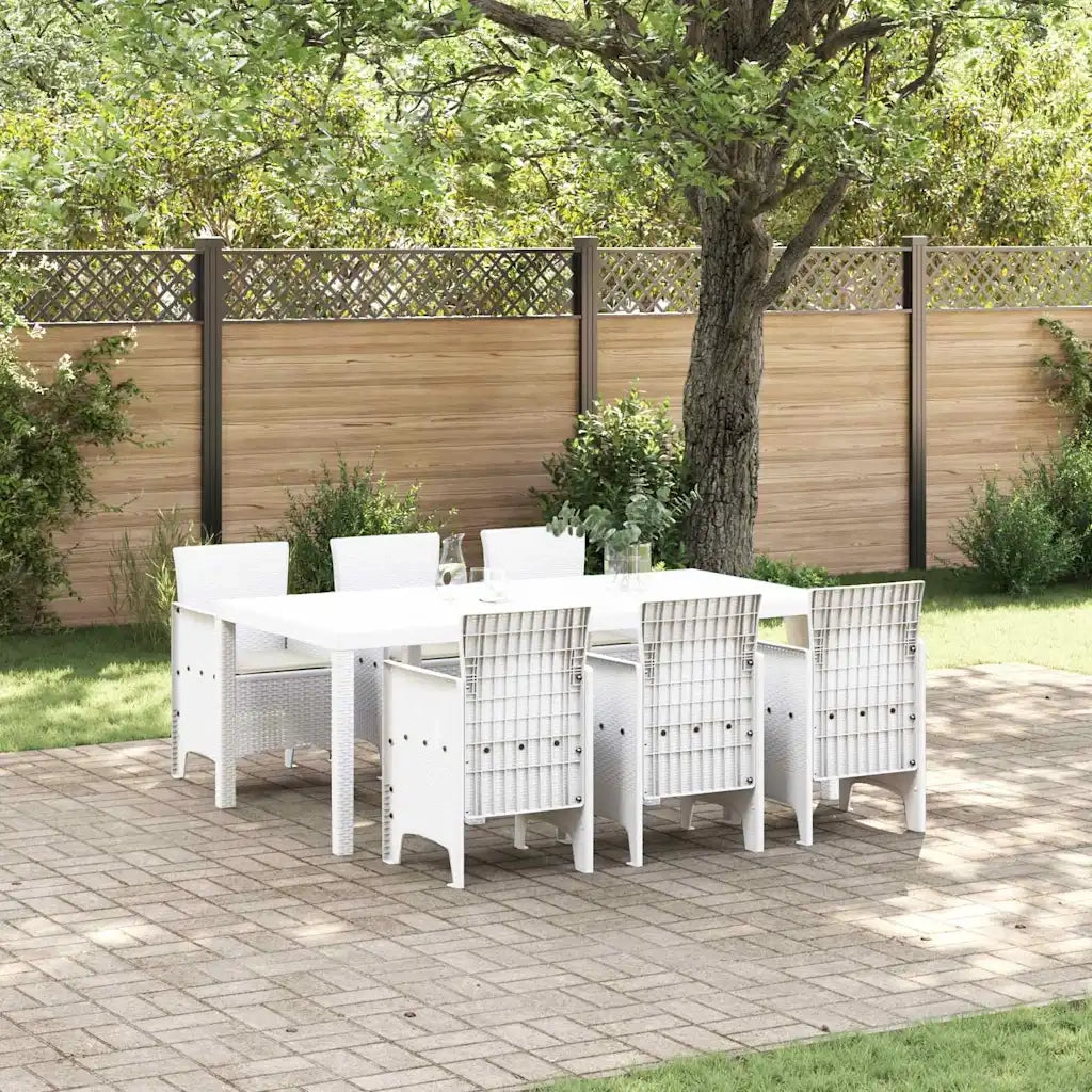Set da Pranzo per Giardino 7 pcs Bianco Polipropilene