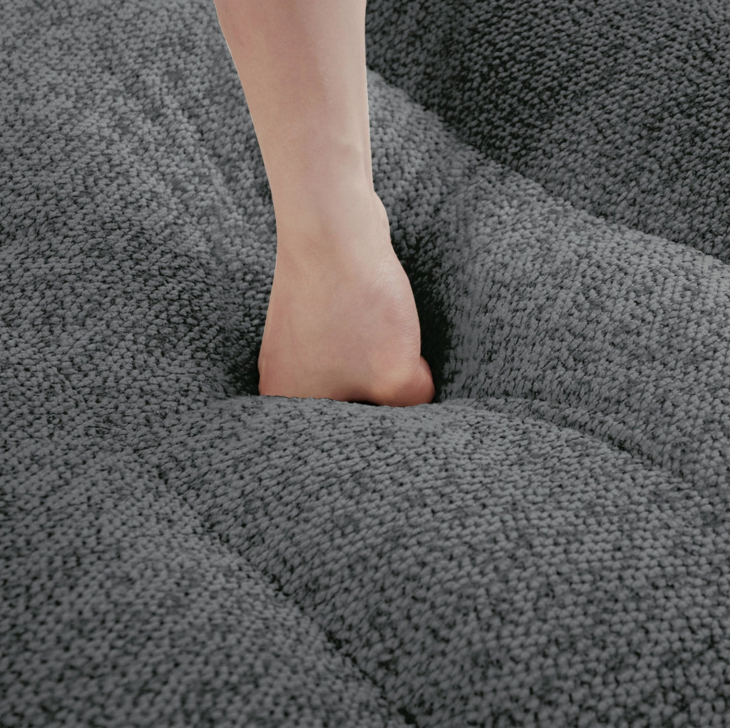 Divano modulare a U 366x165x79 cm bouclé grigio 4 posti