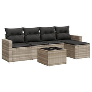 Set Divano da Giardino 6pz | Set Salotto da Giardino con Cuscini Grigio Chiaro Polyrattan