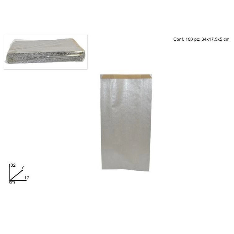 Sacchettio carta 17x32x7cm silver