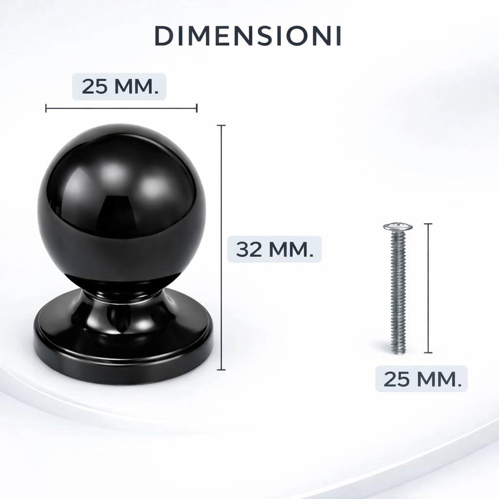 Pomolo per mobili 25x32 mm ottonato per cassetti e ante - confezione da 2 pezzi
