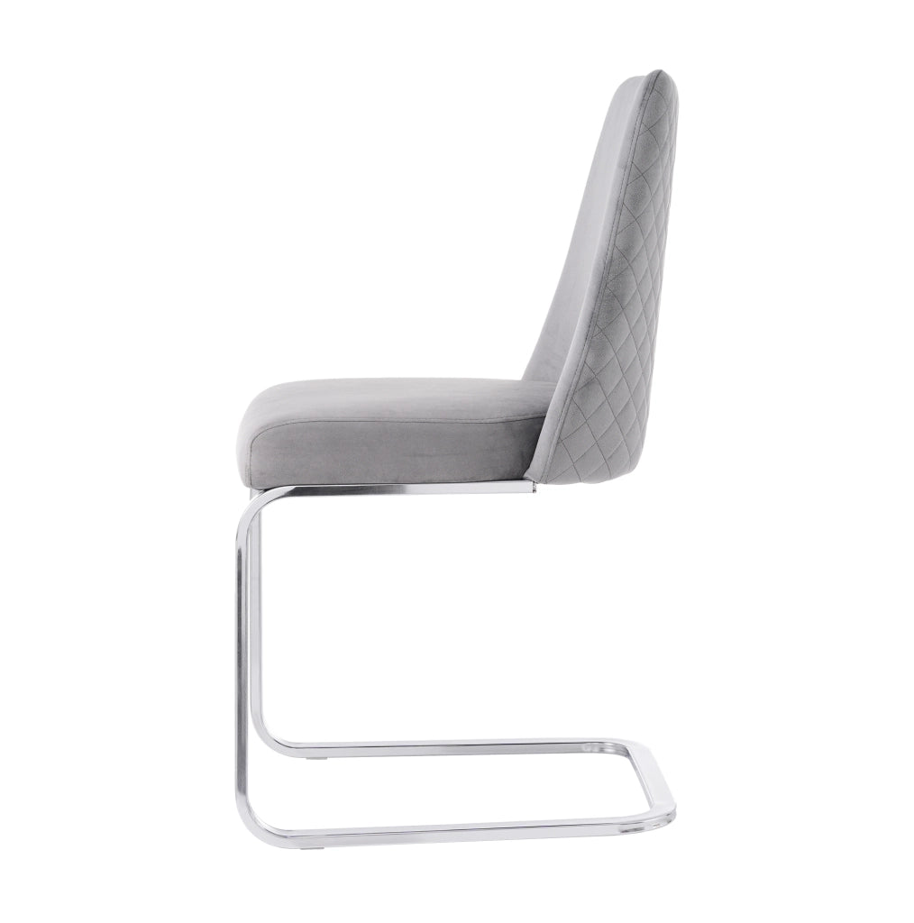 SEDIA DA PRANZO IN VELLUTO SET DA 4 PEZZI GRIGIO E ARGENTO