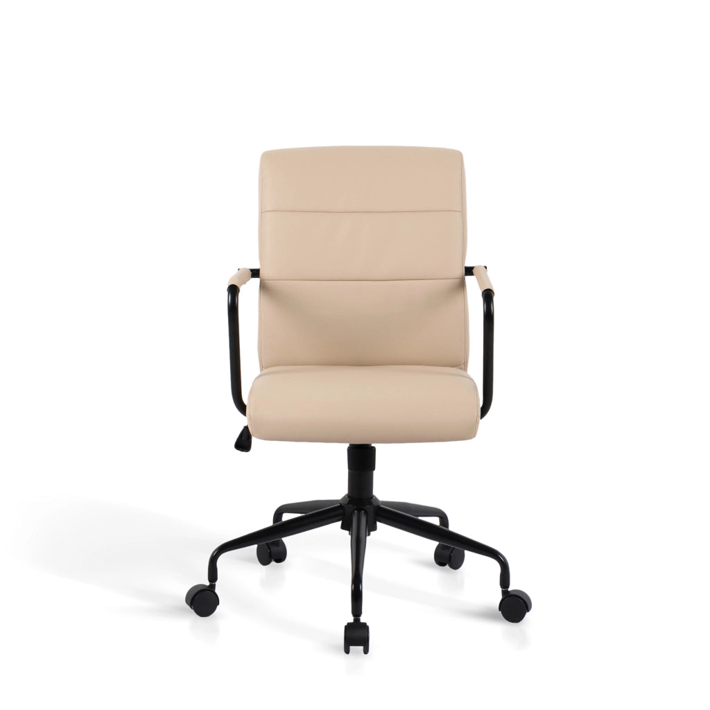 Sedia studio Hispanohogar regolabile in altezza similpelle beige 99x64x70