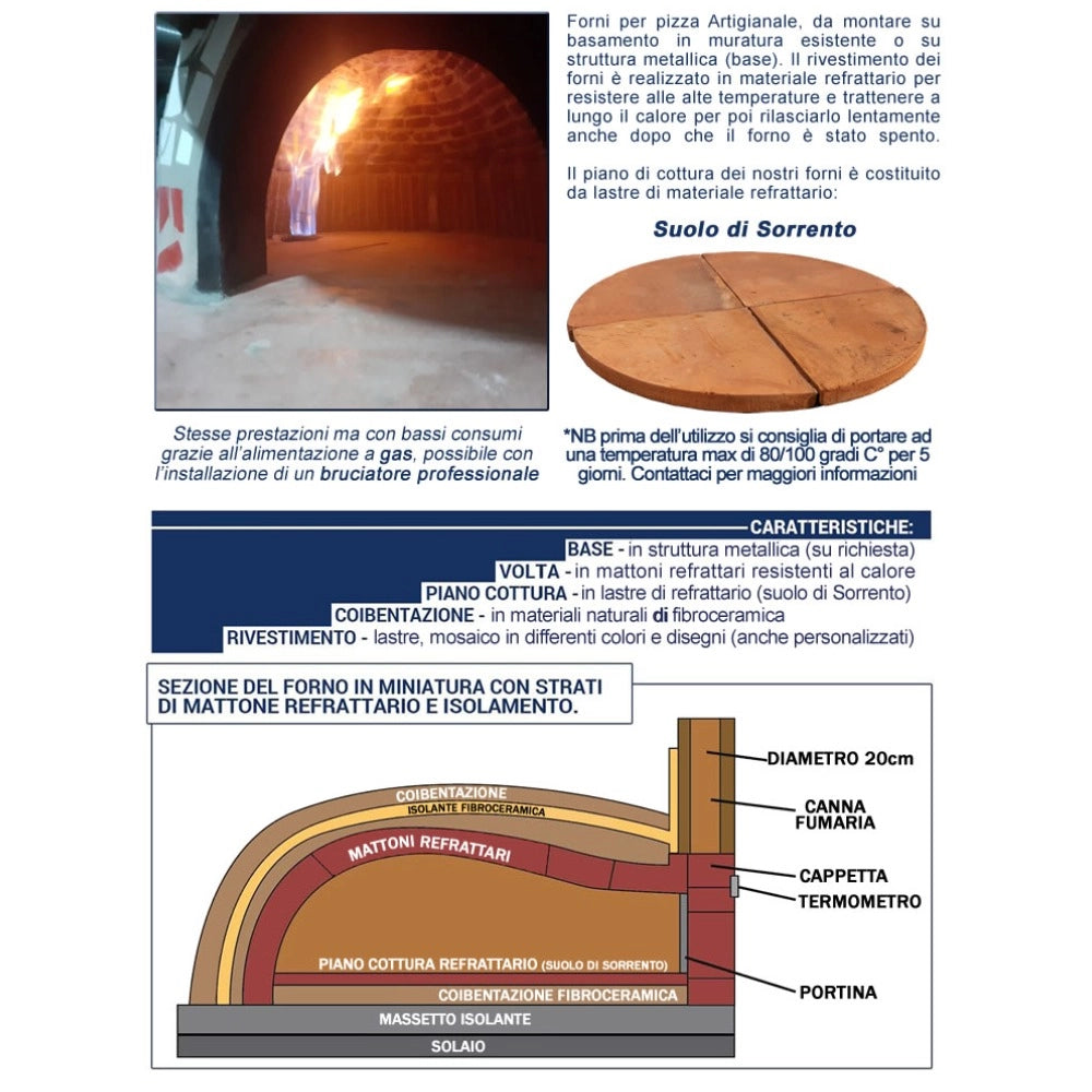 Forno legna artigianale linea vietri rivestimento mosaico resistente *** misura Ø 140 cm, confezione 1