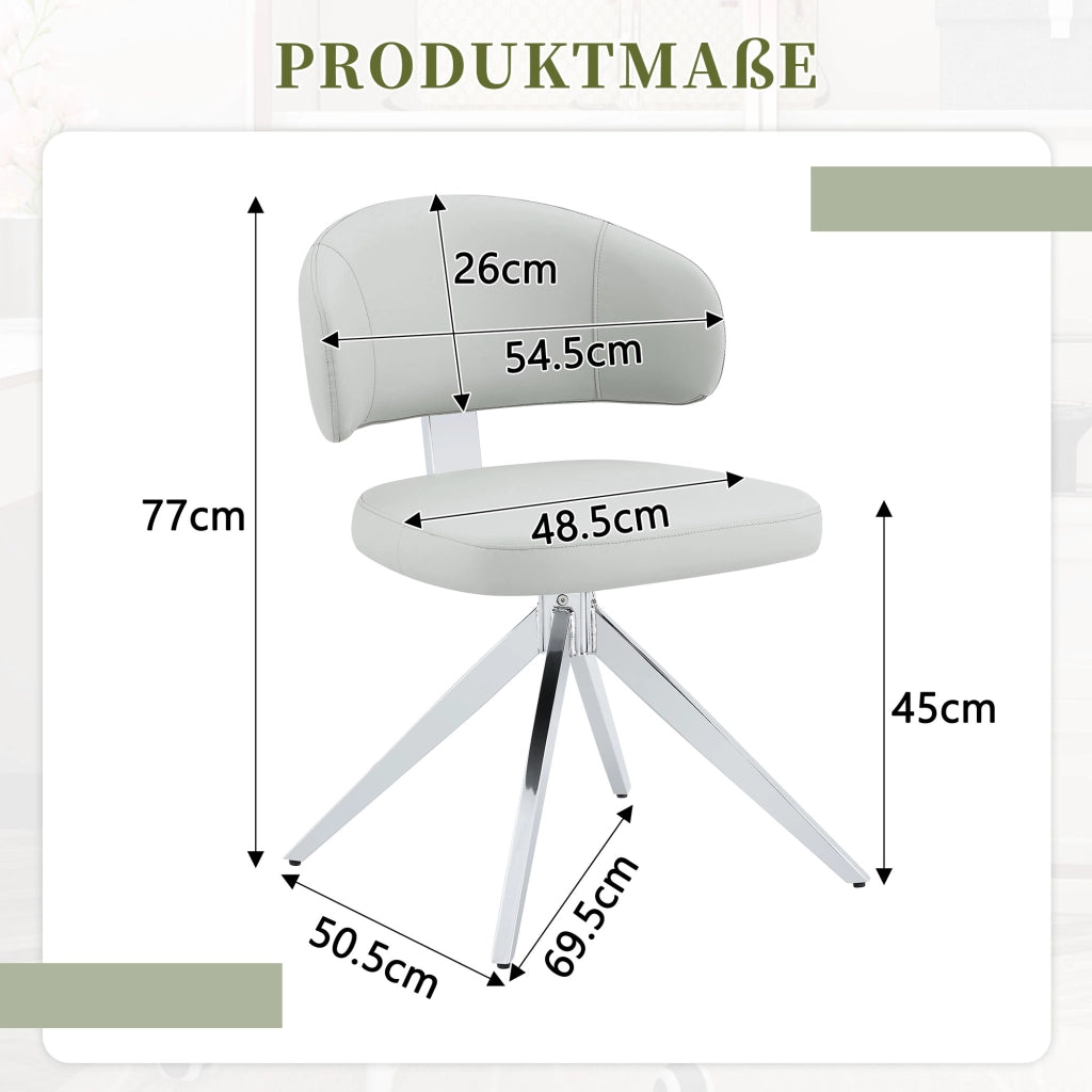Sedia girevole 360° con schienale confortevole e base in metallo - grigio chiaro
