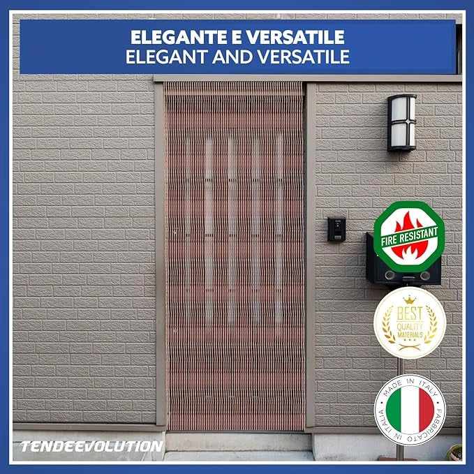 Tenda Antimosche Modello GLIT PIENO in PVC, Plastica Avorio | Largh. 1,40m x Alt. 2,40m | Protezione Insetti, Porta, Esterno, Interno
