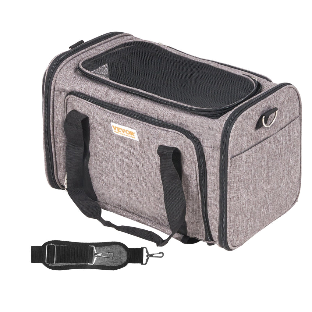 Trasportino Trolley per Cani e Gatti con Ruote Grigio in Tessuto Oxford 600D Borsa da Viaggio con Maniglia Telescopica Portata 11,3 kg