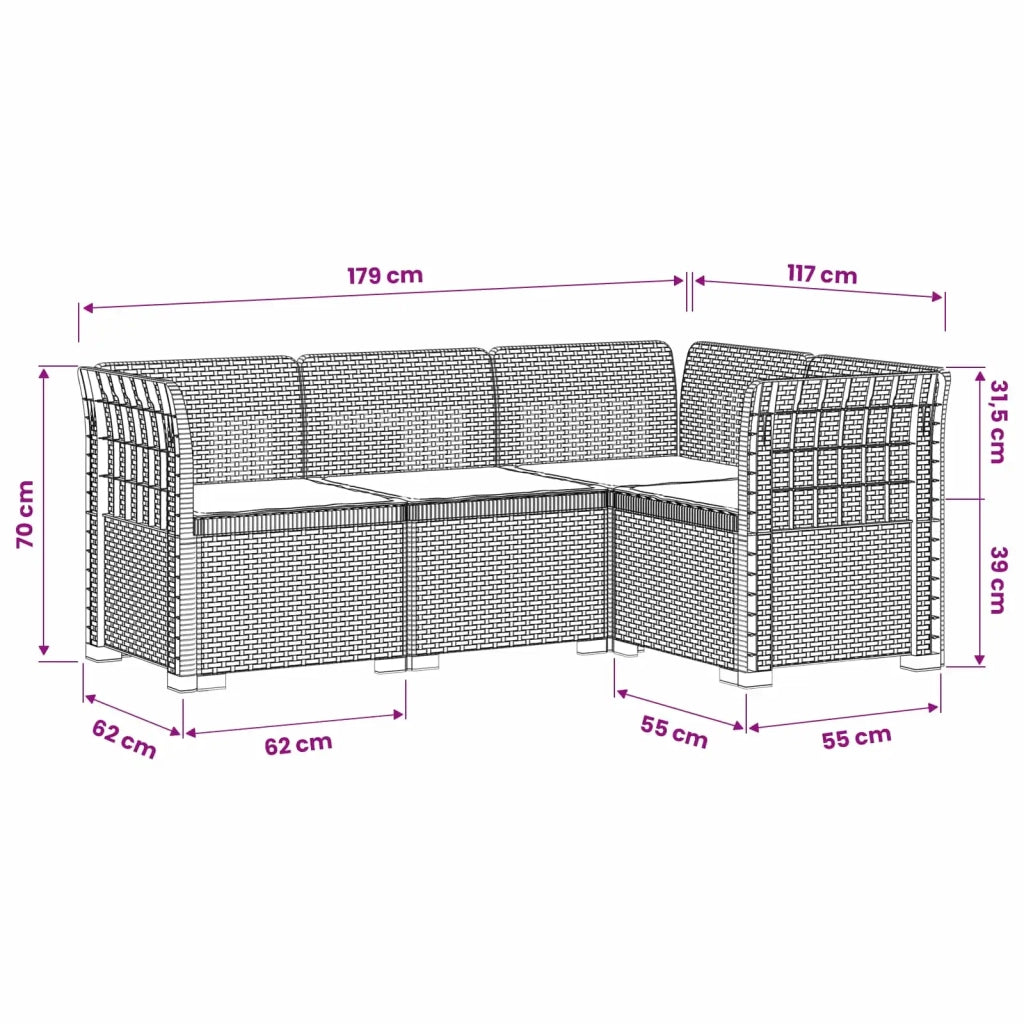 Divano da Giardino 4 Posti con Cuscini Aspetto Rattan PP 3443976
