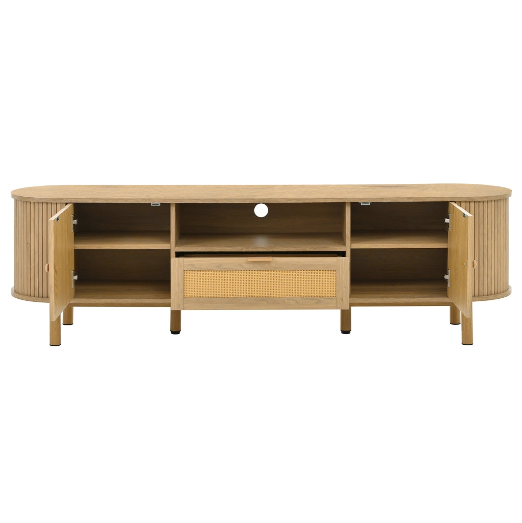 Set soggiorno con tavolino regolabile e mobile TV 175 cm in MDF effetto legno naturale