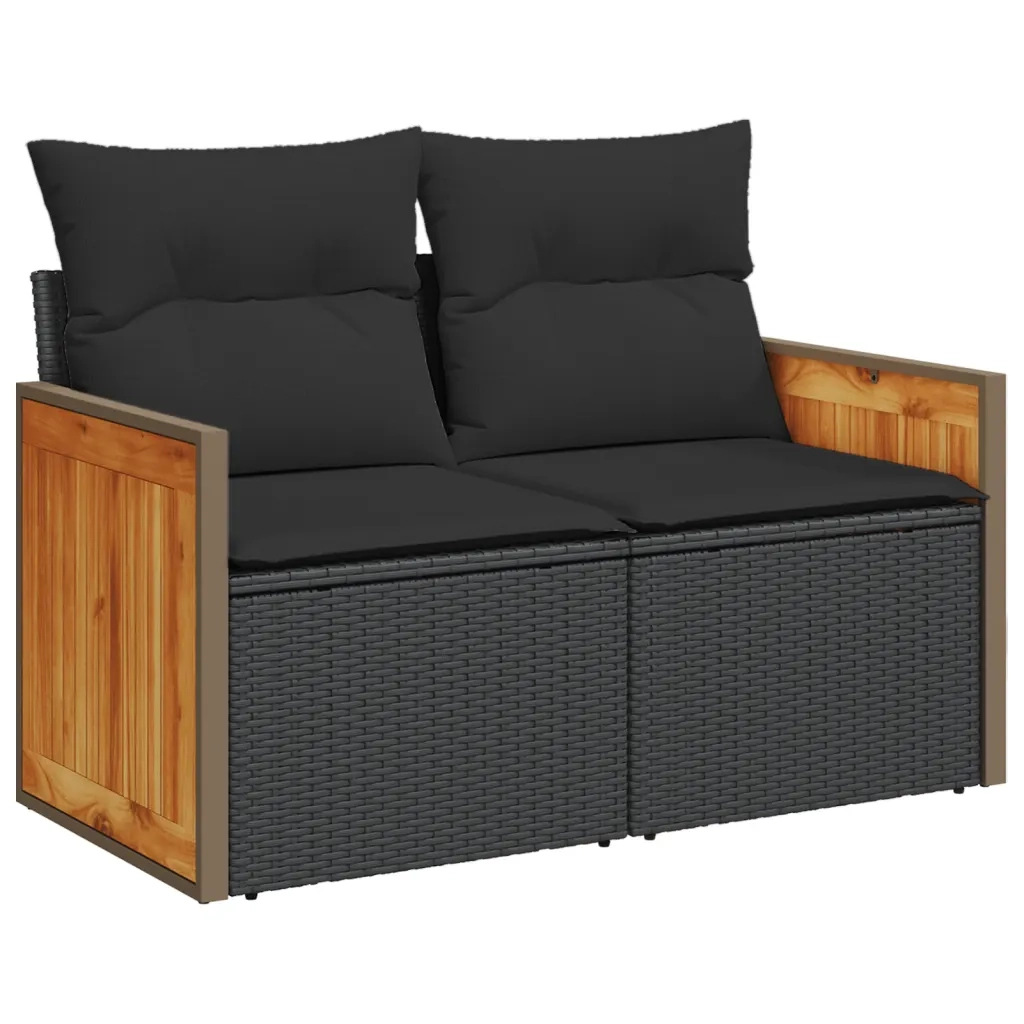Set Divani da Giardino 14pz con Cuscini in Polyrattan Nero 3228169