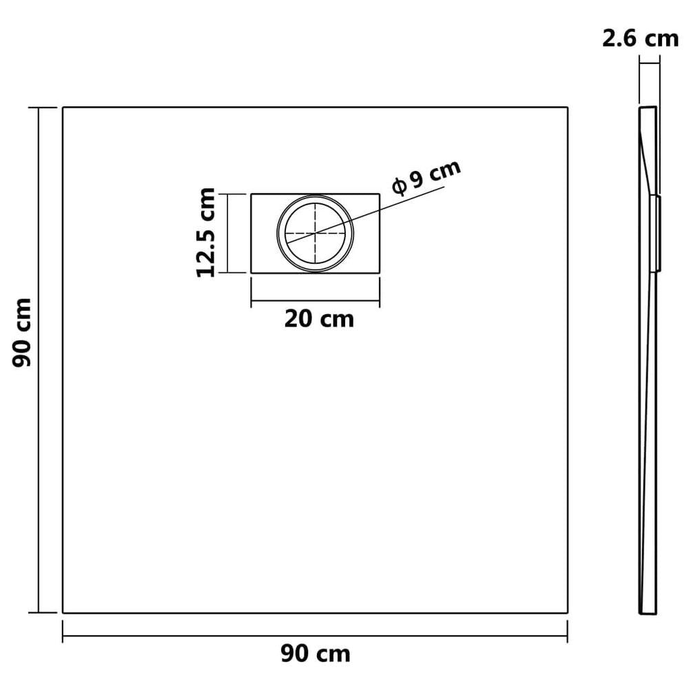 SMC Black Shower Tray 90x90 Cm