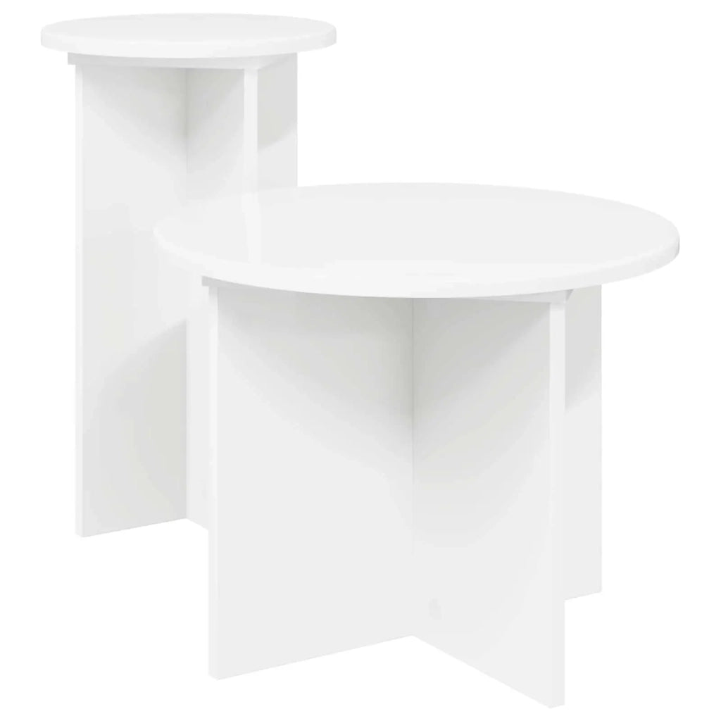 Set tavolini 2 pz | Tavolo laterale Bianco Legno ingegnerizzato