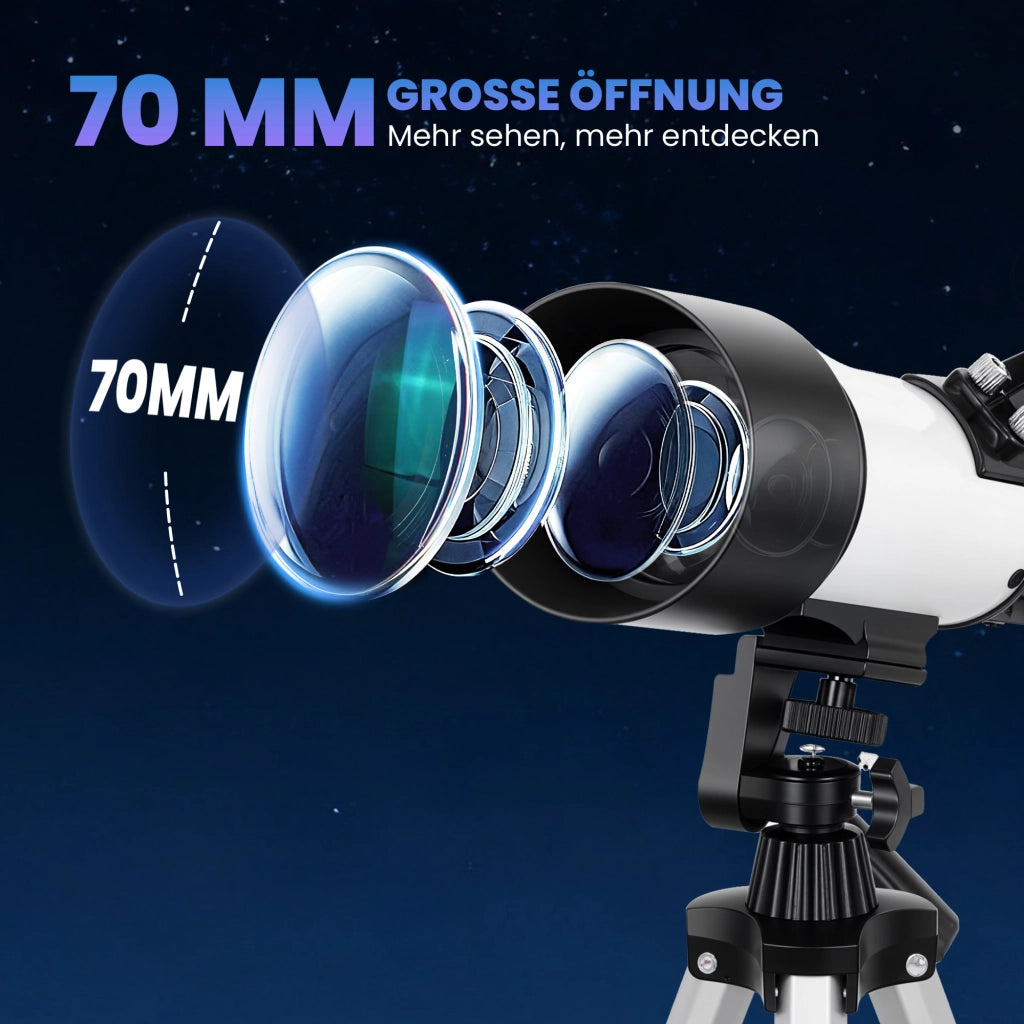 Telescopio astronomico rifrattore 70mm 400mm con treppiede montatura AZ per principianti e osservazione astronomica