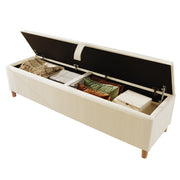 Panca Fondo Letto con Vano Contenitore Idraulico; Panca Imbottita per Camera e Ingresso; in Velluto a Coste Legno Beige