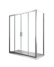 Box doccia 6 mm H 190 parete fissa e porta a 4 ante con apertura centrale MISURA 77,5-80 ANTA FISSA + PORTA 193-198