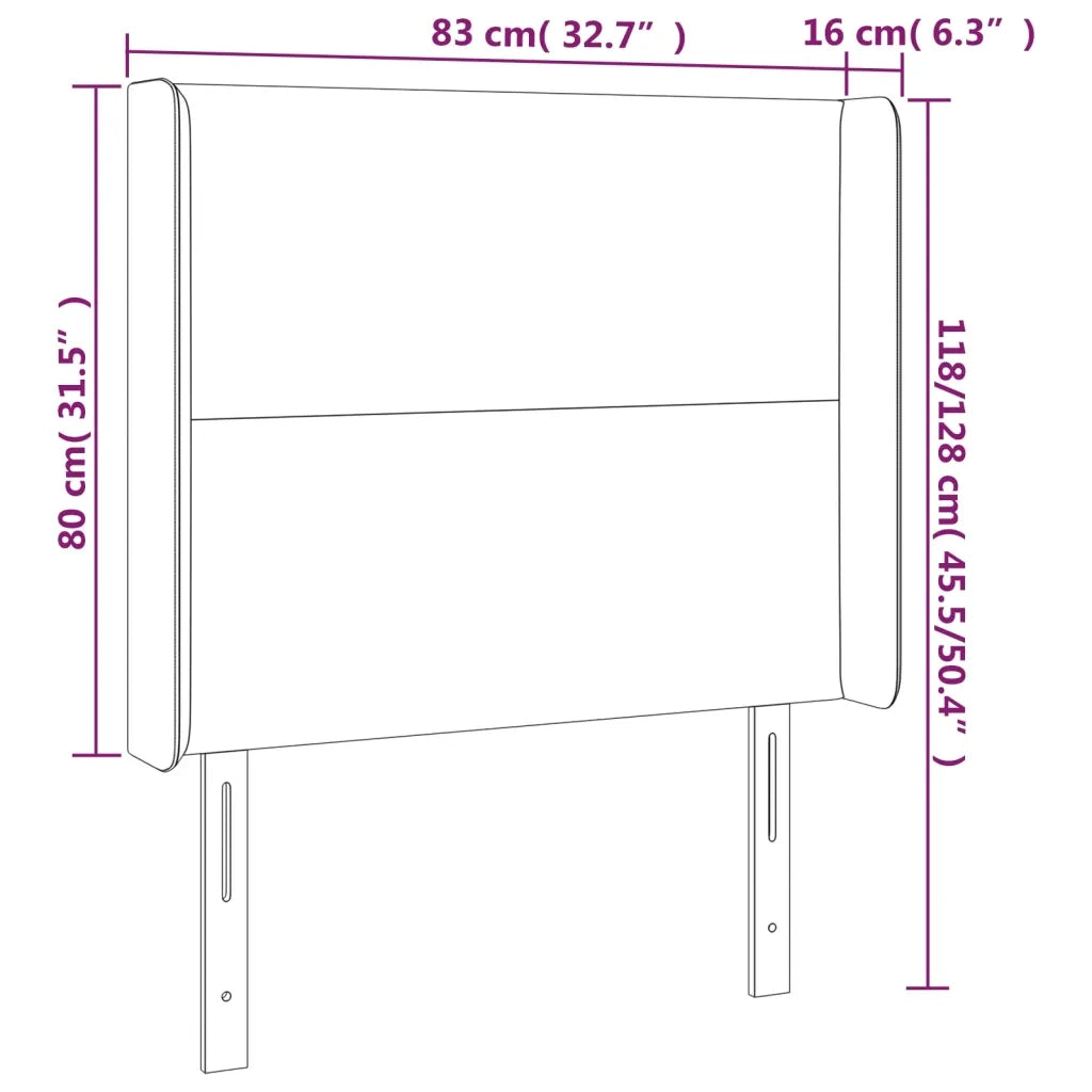 Testiera | Testata a LED Nera 83x16x118/128 cm in Similpelle