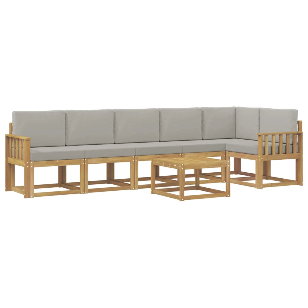Set di divani da esterno 7 pz Bianco e Grigio Chiaro 3387730
