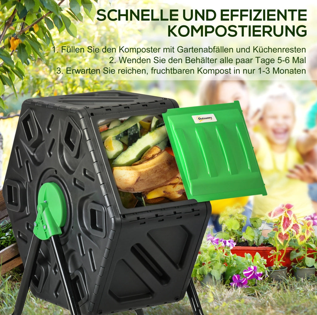 COMPOSTATORE ROTANTE 65 L 60x49x77 cm Plastica Nero