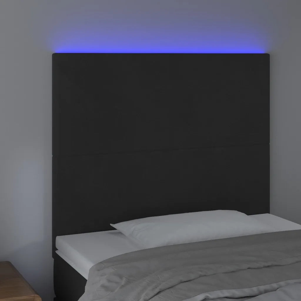 Testiera | Testata a LED Nera 100x5x118/128 cm in Velluto