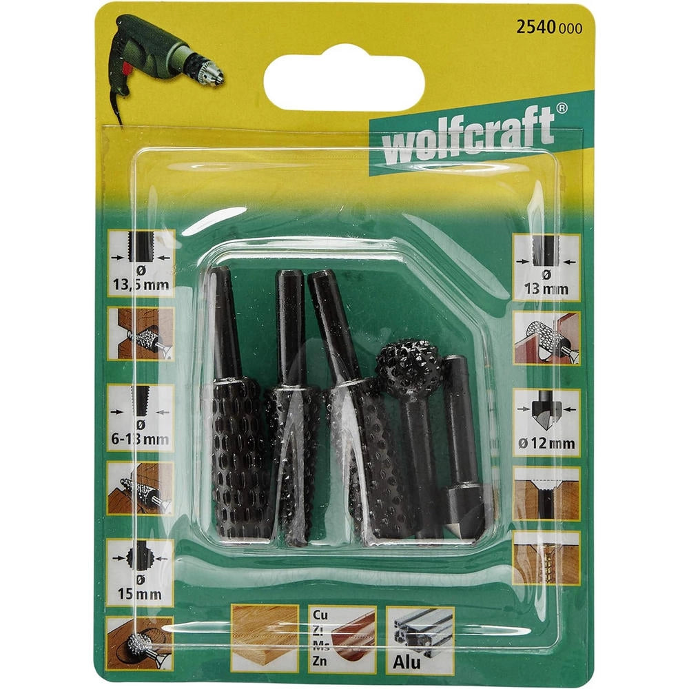 Set Raspe e Svasatori per Trapano Wolfcraft 5 Pz