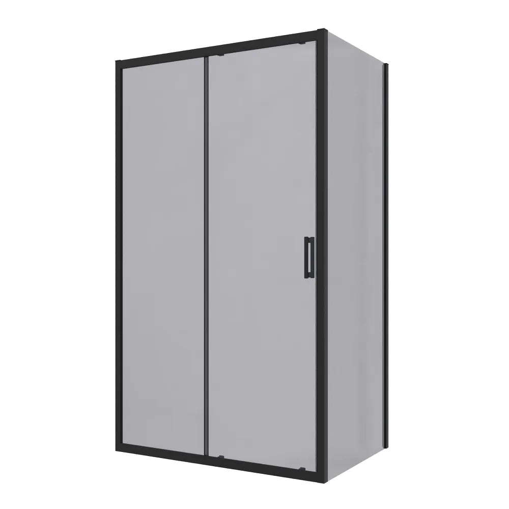 Box doccia 80x125 cm scorrevole profili nero opaco vetro temperato 6mm fumè anticalcare h198 | Tahiti