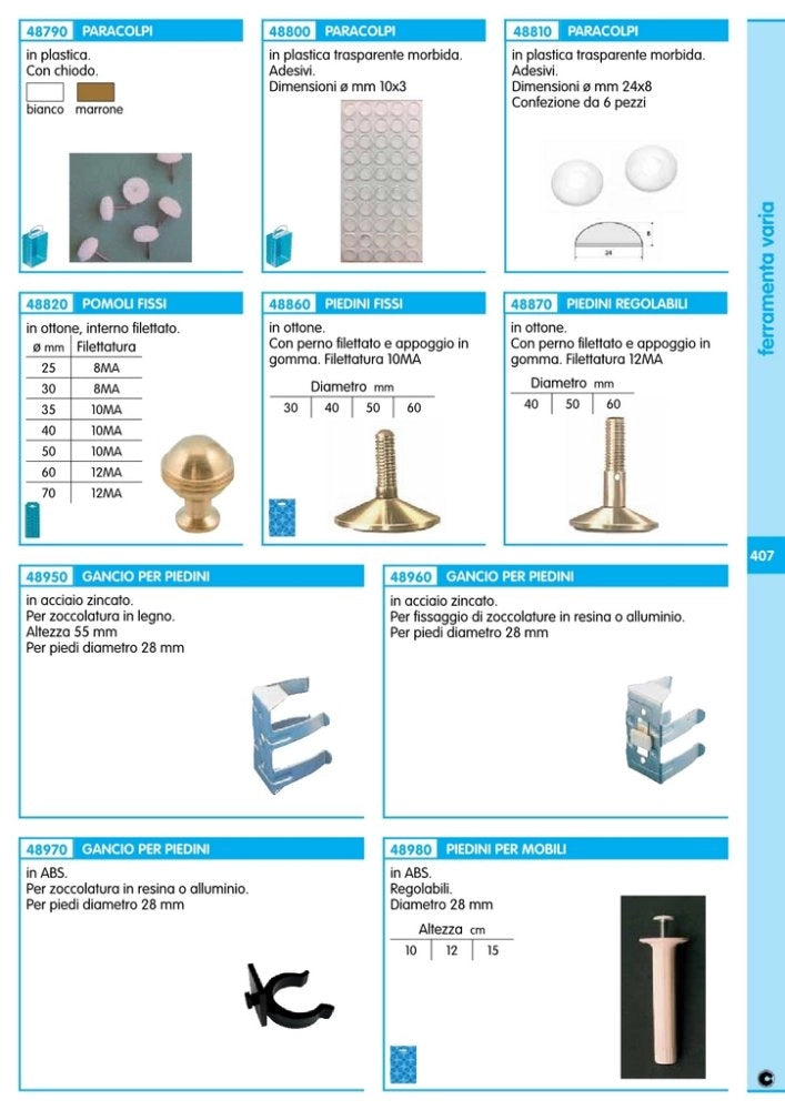 10pz piedino regolabile ma12 x diametro mm.50 cod:ferx.4080
