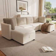 Divano Modulare a U con Contenitore; Beige