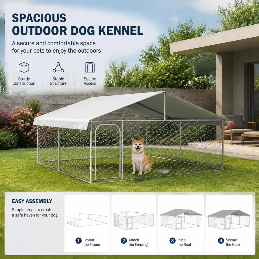 Outdoor Dog Kennel With Roof 300x300x150 Cm