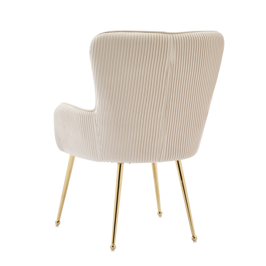 Set di 2 sedie con braccioli in velluto beige e oro