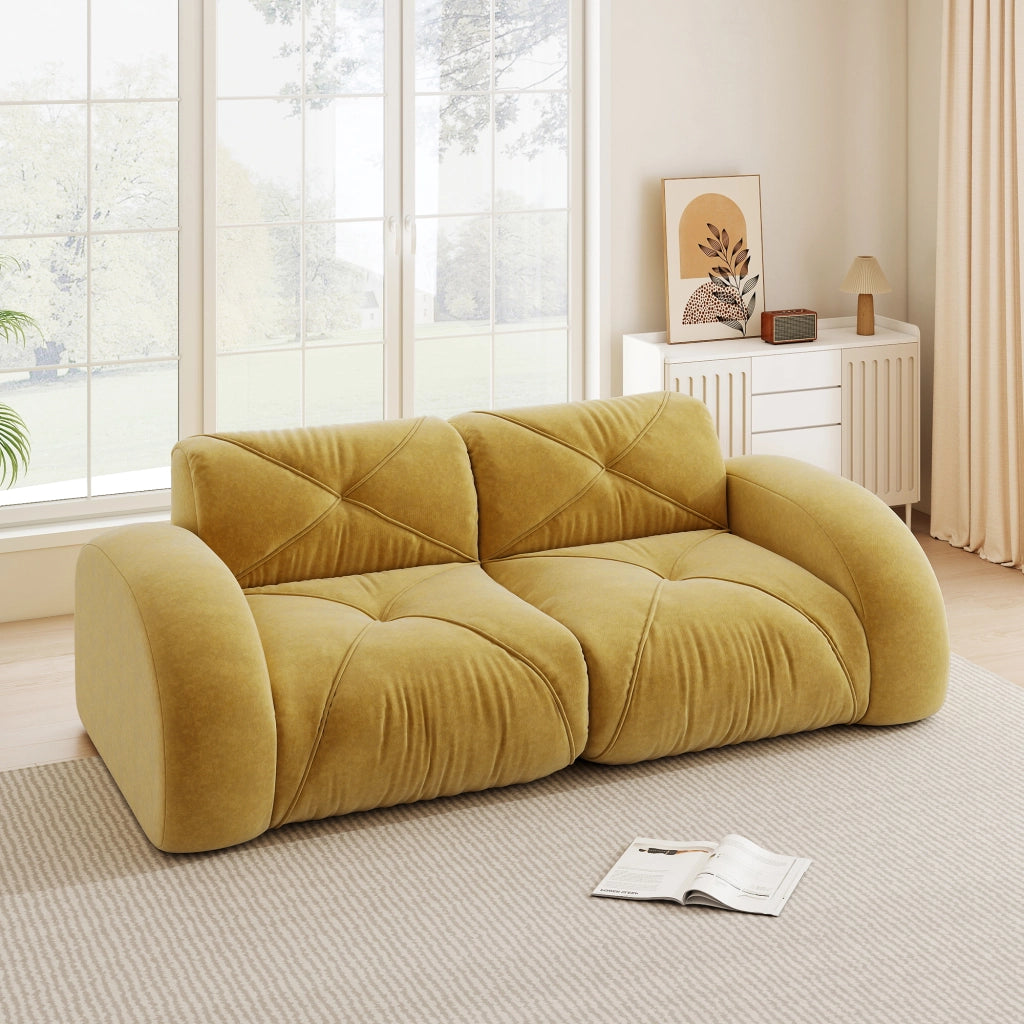 Divano Modulare con Cuscini ¨C MINIMAL ¨C Tessuto Giallo