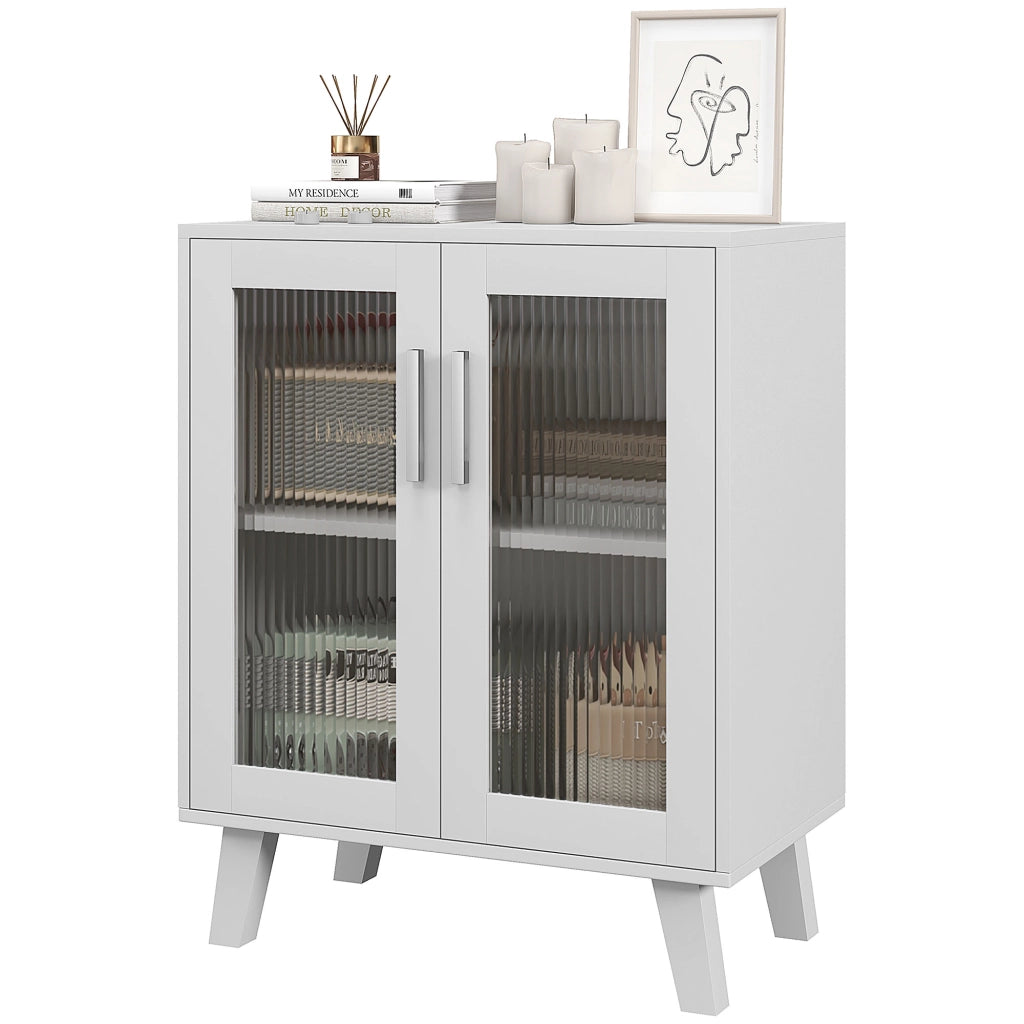 Cassettiera con ante trasparenti e 2 ripiani ¨C Minimal ¨C Bianco 61x35x75 cm