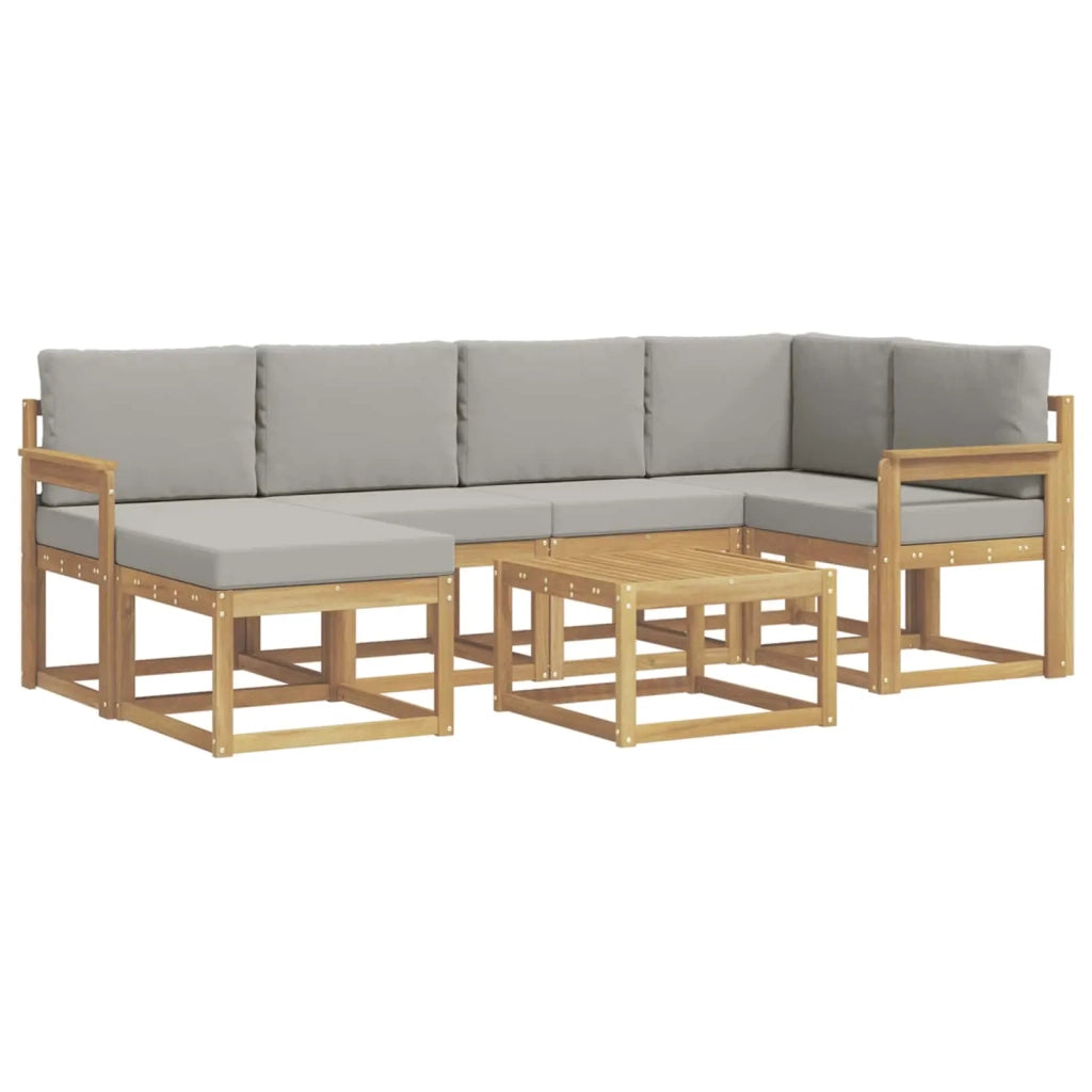 Set di divani da esterno 7 pz Bianco e Grigio Chiaro 3387900
