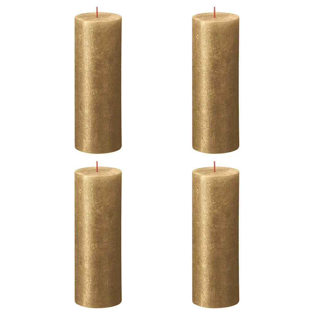 Bolsius Candele Pilastro Rustiche Shimmer 4 pz 190x68 mm Oro 440896