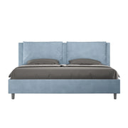 BS COM Letto con rete imbottito 180x210 microfibra azzurro