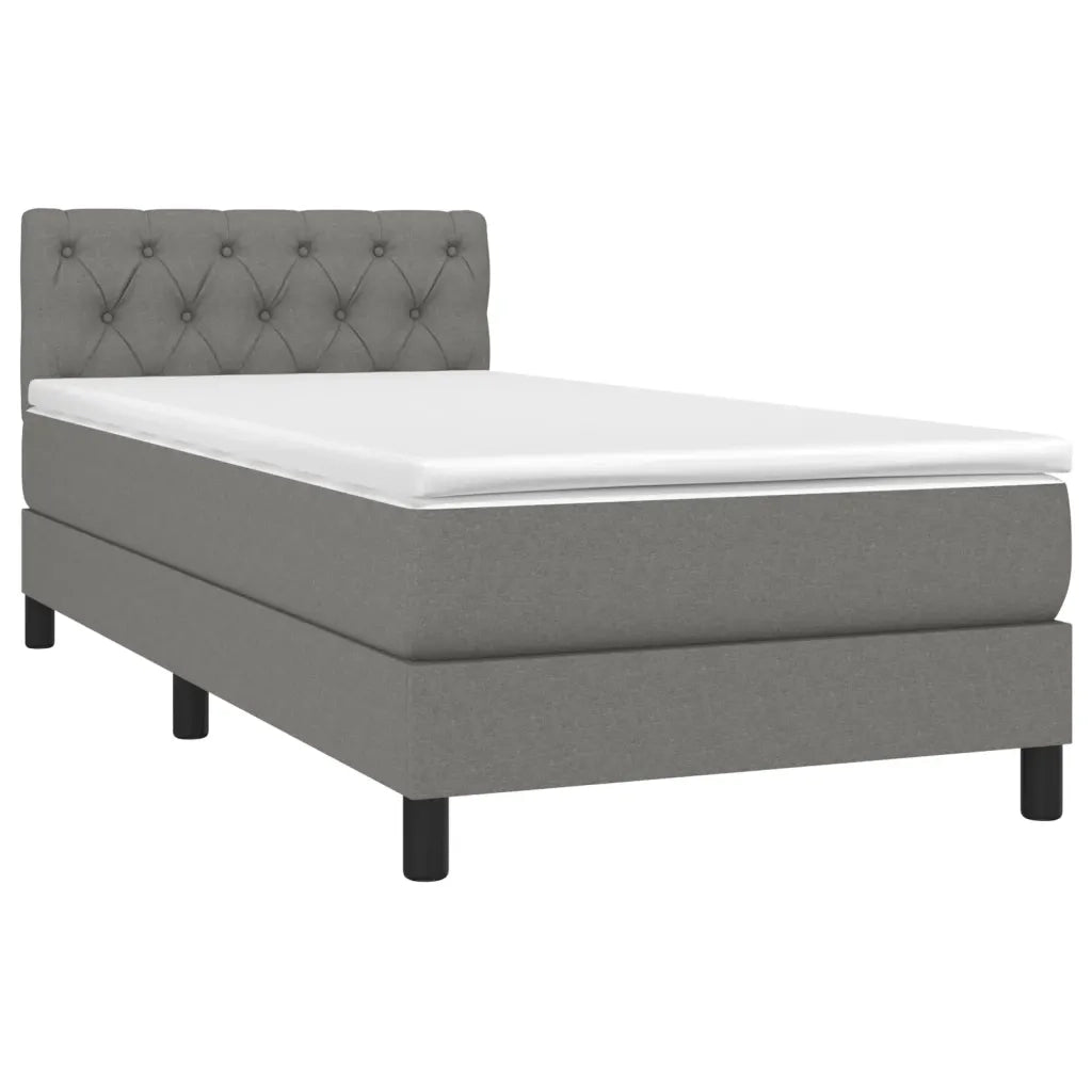 Letto a Molle Materasso e LED Grigio Scuro 80x200 cm in Tessuto