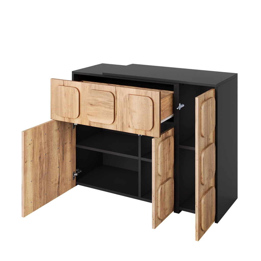 Credenza modulare push to open in legno ingegnerizzato naturale