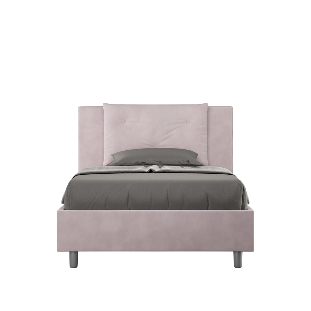 BS COM Letto una piazza e mezza senza rete imbottito 110x210 microfibra glicine