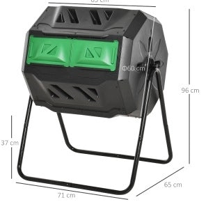 COMPOSTER A 2 CAMERE ROTANTE 160 L NERO