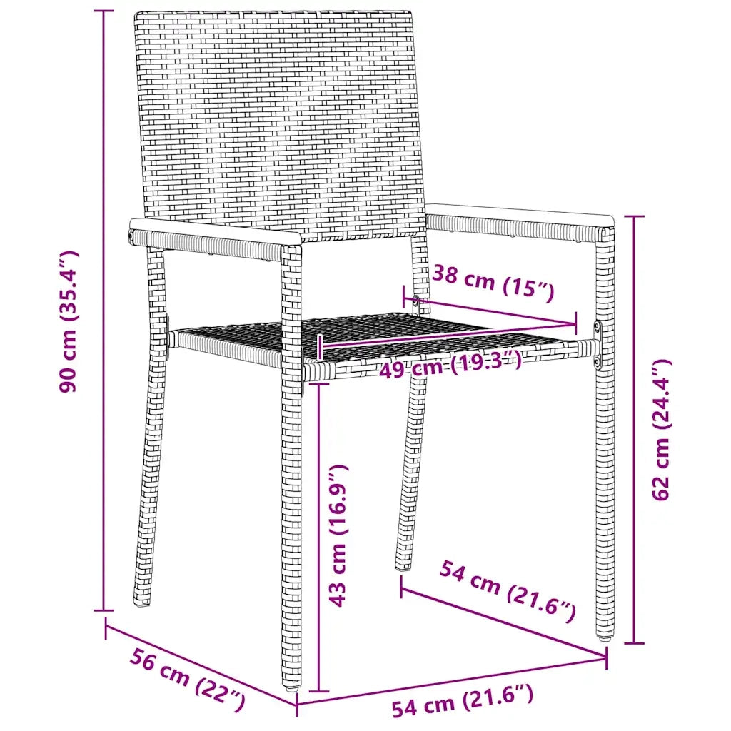 Set da Pranzo per Giardino 11 pcs Nero polyrattan 3365417