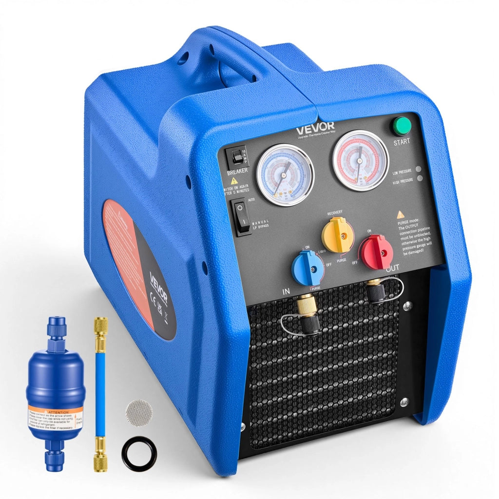 Macchina Recupero Refrigerante RR12L Monocilindrico 3/4 CV Stazione Portatile per Aria Condizionata Auto e Casa 1450 Giri/min