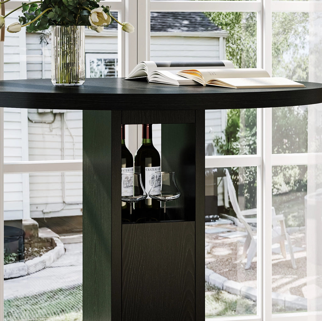 TAVOLO da bar rotondo 80 cm nero Set da 3 pezzi