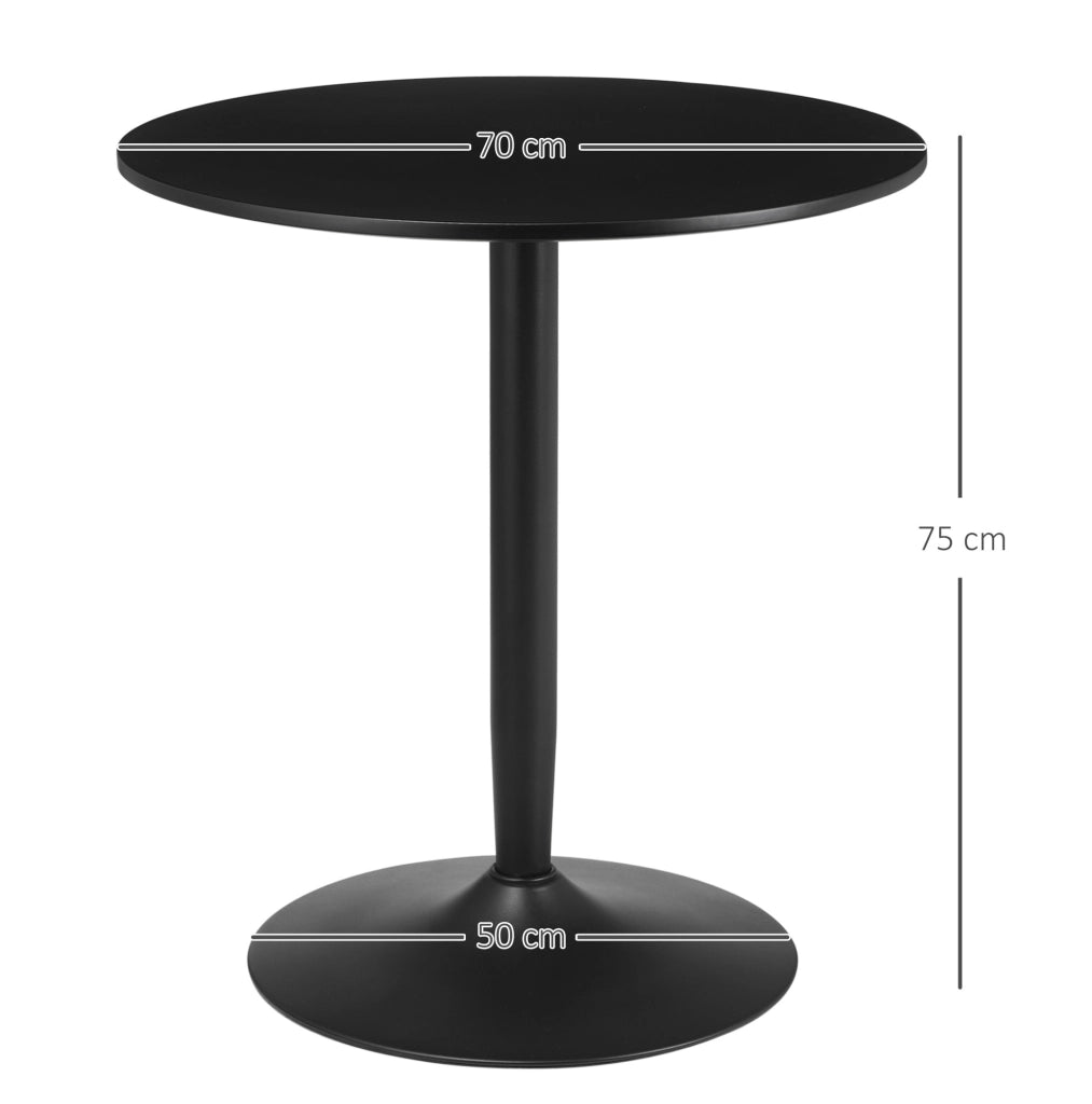 TAVOLO rotondo Ø70 x 75 cm nero in MDF e acciaio