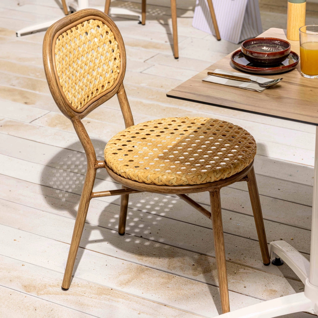 Oviala - Sedia da terrazza in alluminio e rattan sintetico